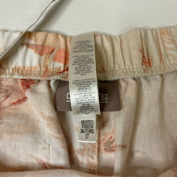 Chico’s Peach Tropical Floral Linen Pants Size 14 - Picture 8 of 10